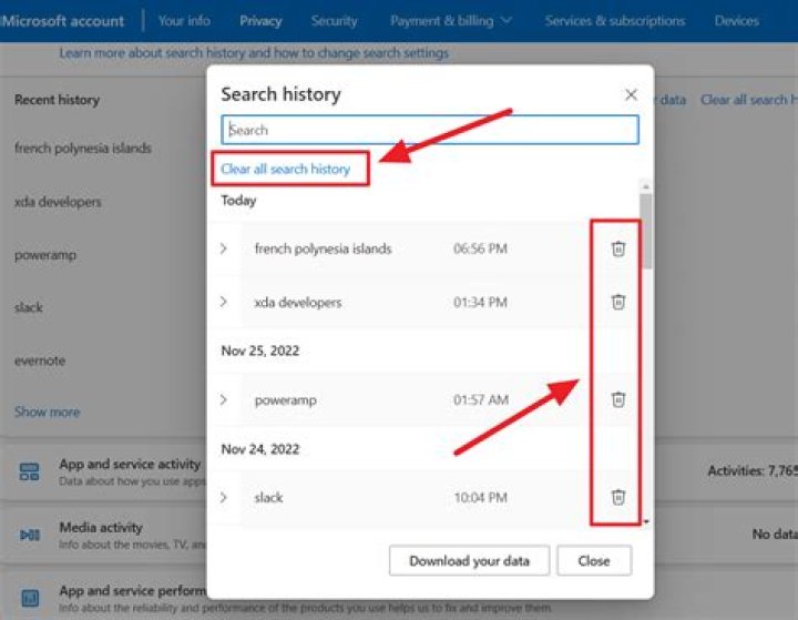 How do I delete my mobile data history?