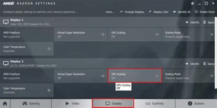 Should I perform scaling on GPU or display?