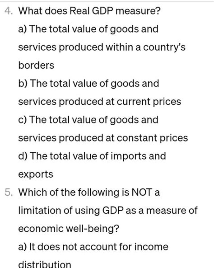 What does real GDP measure?