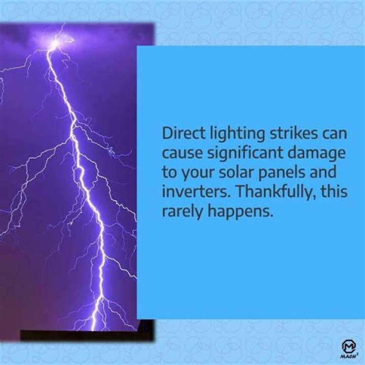 What happens if lightning strikes a solar panel?